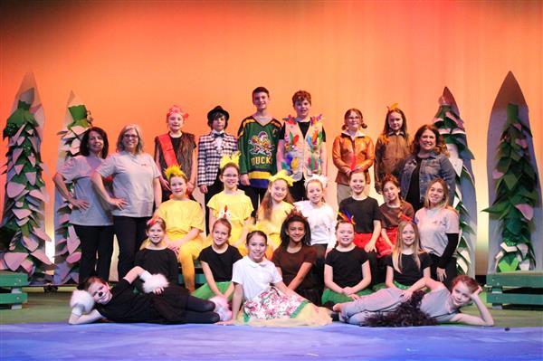 Students performing Honk Jr. at Mill Creek Elementary